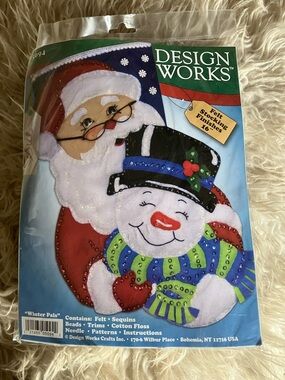 Design Works Holiday 16” Felt Stocking Kit - Santa & Snowman